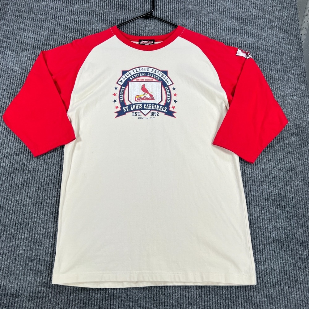 St. Louis Cardinals Shirt Mens Medium Red White 1/2 Sleeve MLB Baseball Stitches